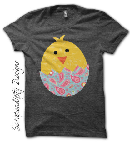 Baby Chick Iron On Transfer Pattern - Girls Easter Shirt / Paisley Babck Chick Tshirt / Spring Chicken Clothes
